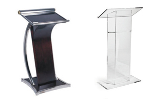 Rent Acrylic Podiums, lucite lecterns, lucite podiums for your stage set designs.