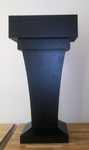 Tall Floor-Standing Lectern Podium with Knockdown Design for Mobility - Wood Speaking Lectern, Drawer and Storage Area (Black Wood Grain) for stage rentals NYC