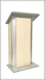 Model #9 CORPORATE rent Pulpit Lectern rentals   Qty – 4 or more available | Left section | Wood and Metal, White Elm Wood finish and Satin Metal finish 