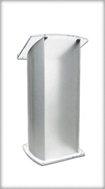 DEPUTY rent Pulpit Lectern rentals   Qty – 4 or more available | Left section | Plexiglass and Metal, Frosted Acrylic finish and Brushed Aluminum finish