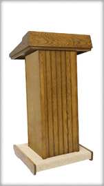 RETRO rent Pulpit Lectern rental  Qty – 2 or more available | Left section | Wood and Acrylic, Pecan Glossy finish