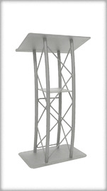 CURVE TRUSS TOWER rent Pulpit Lectern rental Qty – 1 or more available  Metal/Polished/Aluminum Finish